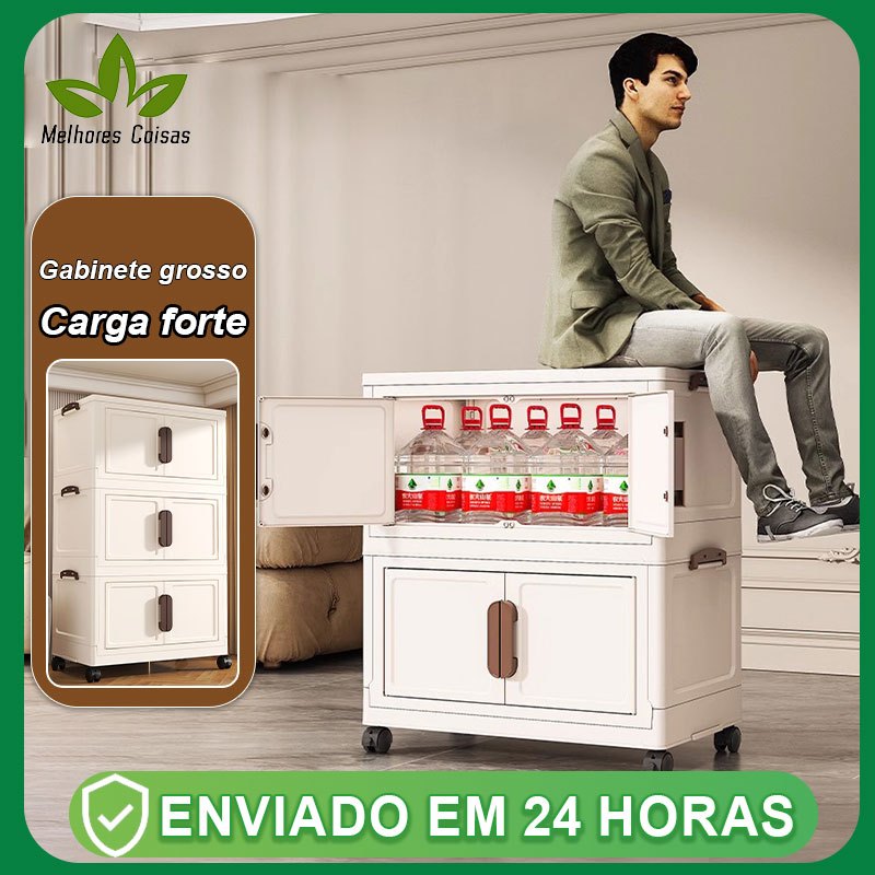 【Devolução gratuita】Armário multiuso Caixas De Armazenamento De Plástico com Tampa, Organizador Empilhável Do Armário