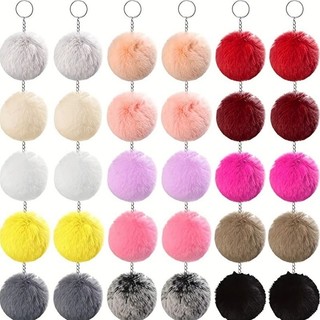 Conjunto de 20 Chaveiro com Pompom de Bola de Pelúcia Fofa - Presente Perfeito para Decorações DIY