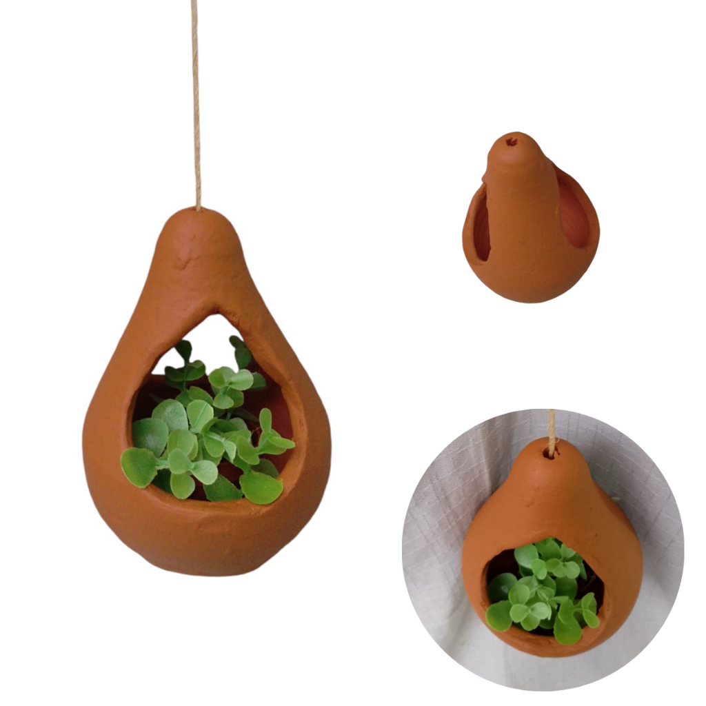 Vaso em formato de gota de barro/cerâmica para suculentas, plantas, casinha de passarinho