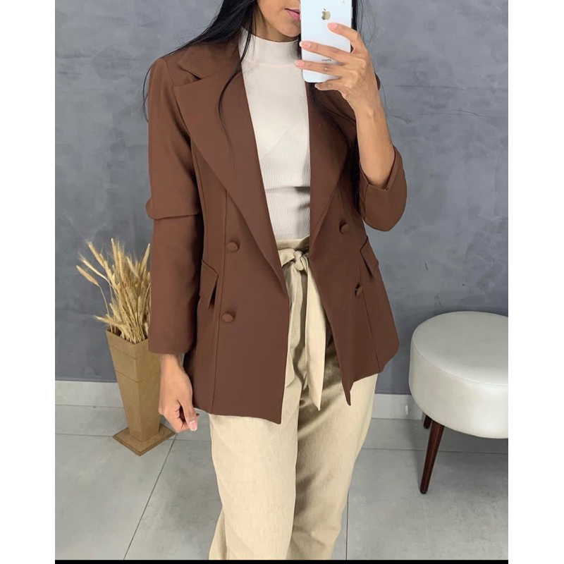 blazer max alfaiataria #8012 com forro inteiro botões encabada feminina