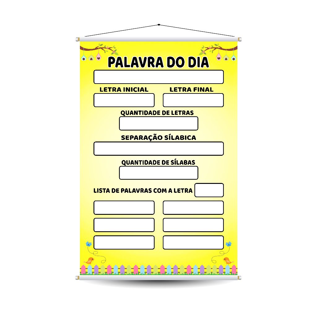 Banner Palavra do Dia para Sala de Aula Alfabetização Divertida OBS. NÃO ALTERAMOS A ARTE