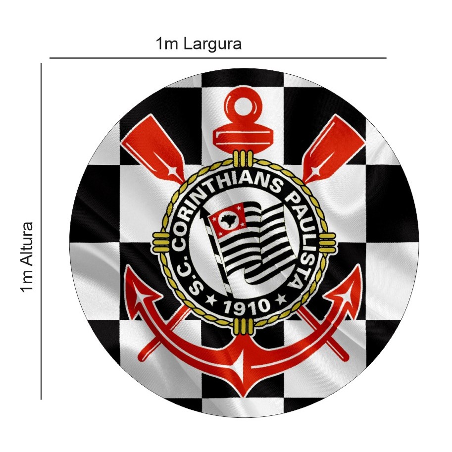 Papel de Parede Bandeira Corinthians Recorte Especial Redondo