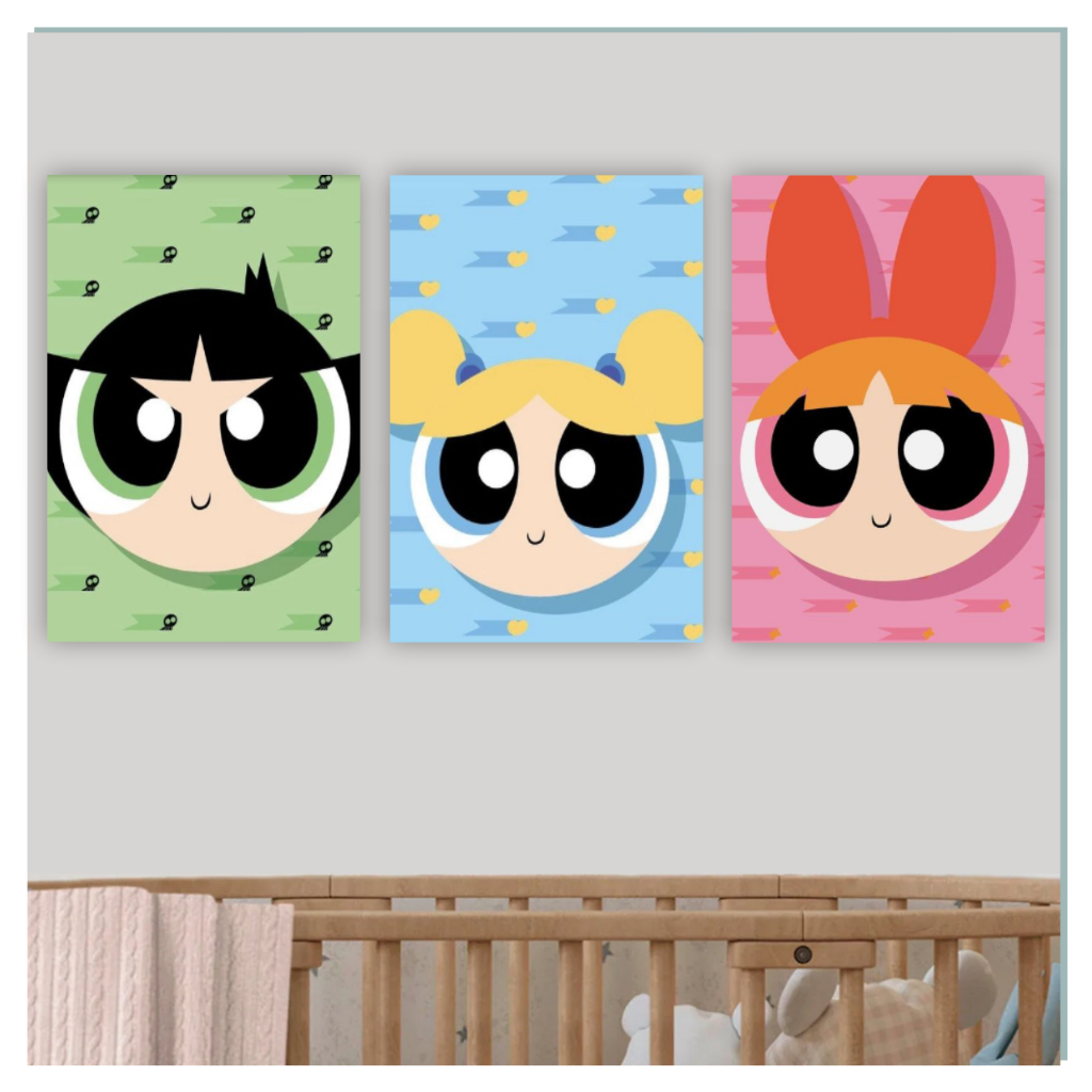 Quadro decorativo desenho animado meninas superpoderosas docinho lindinha florzinha para quarto sala