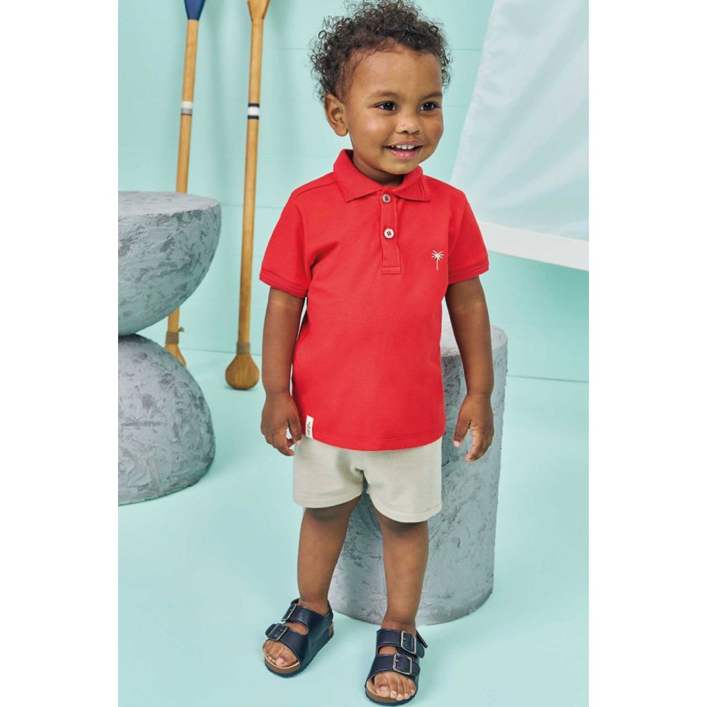 CONJUNTO INFANTIL MASCULINO CAMISA POLO EM PIQUET COM ELASTANO E BERMUDA EM COTTON JEANS - LUCBOO