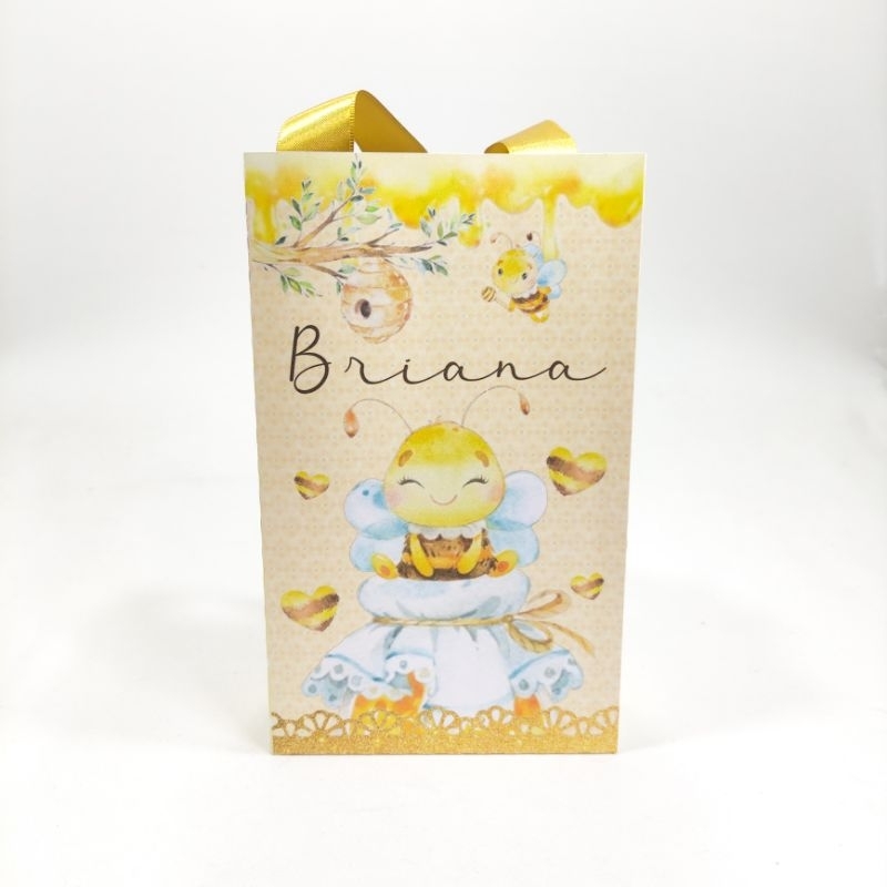 Sacolinha Personalizada Abelhinha (10 Lembrancinhas) - Papelaria Personalizada