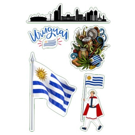 Stickers Adesivos Países - Uruguai - Alto relevo - "APLIQUE VC MESMO".