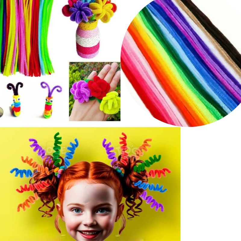 Haste de Chenille Araminho Decoração Acessório Tiara para fazer cabelo Maluco 30cm Flexível- 30 unidades Color