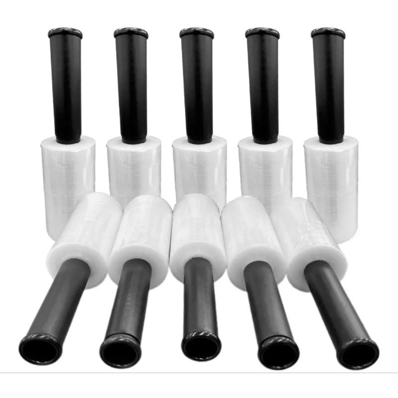 20 Unidades Filme Stretch com Cabo Adaptador Giratório 10cmx100Metros Comprimento Ótima Qualidade.