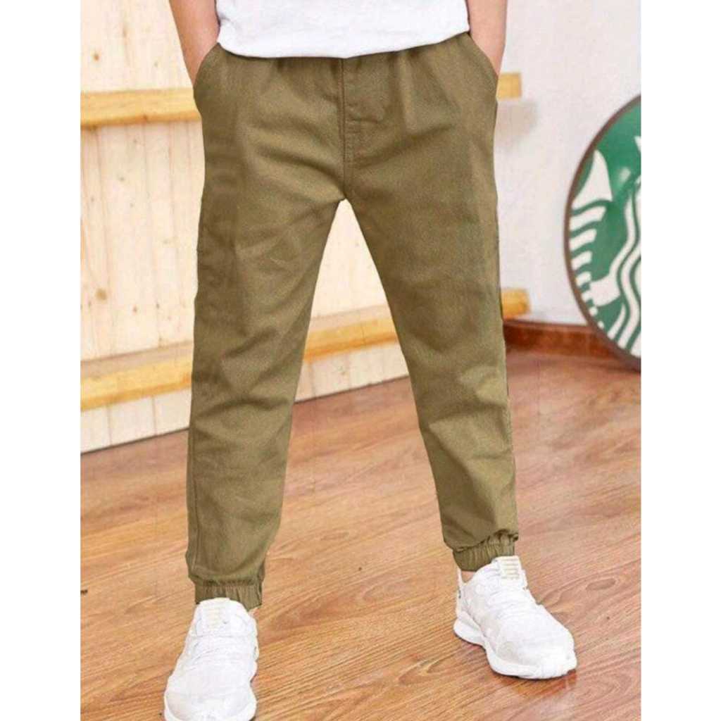 calça juvenil jogger verde  e caqui militar sarja envio imediato em Oferta na Shopee