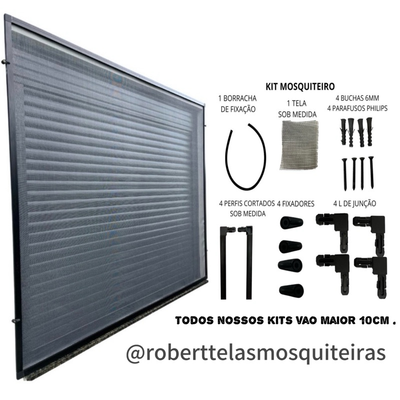 kit tela mosquiteira tamanhos de 35x35 até 70x70
