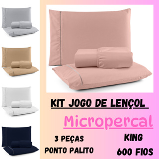 Jogo de Lençol King 3 peças 600 Fios Toque Aveludado em Oferta na Shopee