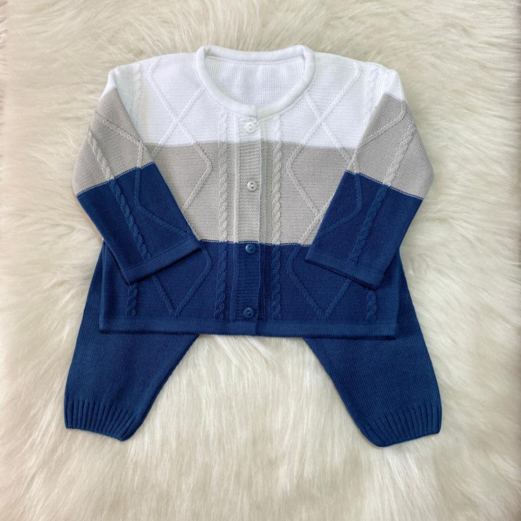 Roupa de bebê, conjunto de tricô, para bebês de 00 a 03 meses.