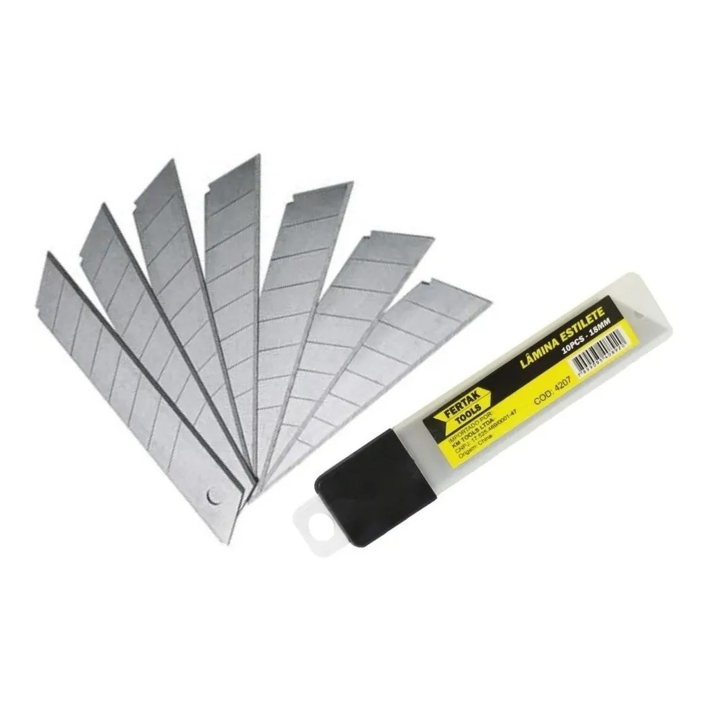 Kit Lâminas Para Estilete 18mm Caixa com 10, 20, 30, 40, 50, 80 e 100 unidades Segmentada - FERTAK Envio Já