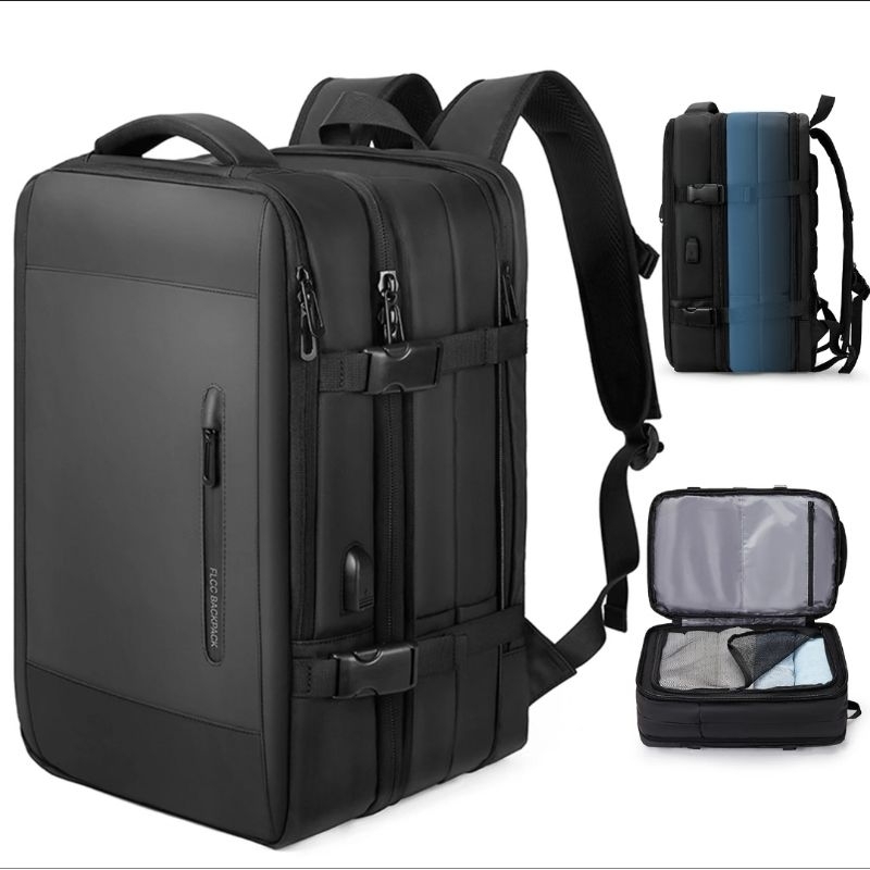 Mochila expansível Likros 40L para viagem com porta de carregamento USB, bolsa para laptop, faculdade, escola,