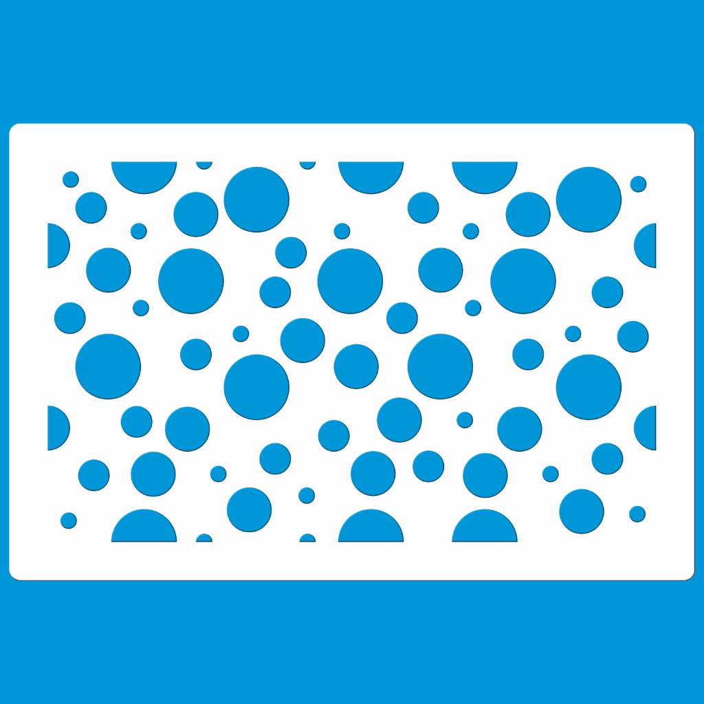 Stencil 12 X 18 Bolinhas Variadas Molde Vazado Pintura Tecido Mdf Madeira Parede Camiseta Pano Prato