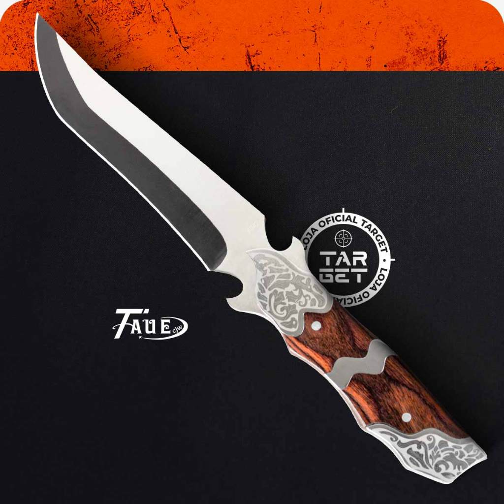 Faca Profissional Em Aço Inox Full Tang Luxo Com Bainha Churrasco Cozinha Pesca Afiada Taue A042