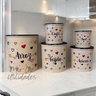 Kit potes mantimentos cozinha com 5 peças para armazenar alimentos em Oferta na Shopee