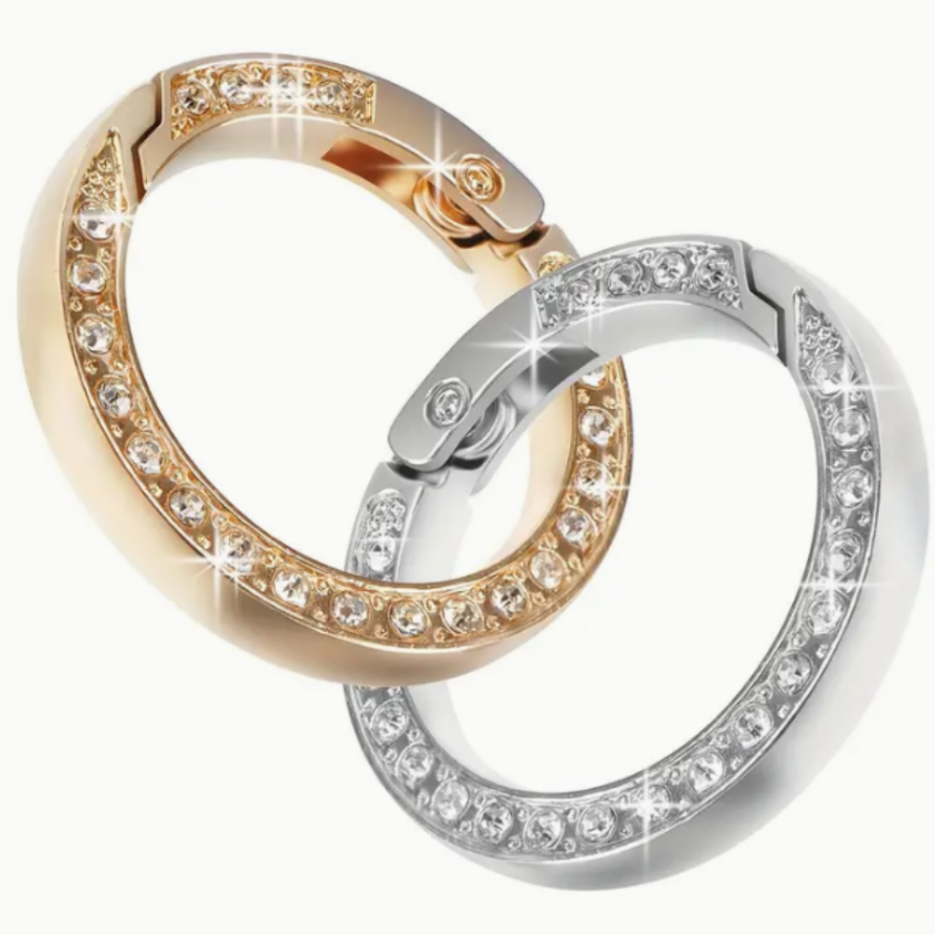 Par Argola Articulada Com Strass Para Artesanatos Bijuterias ou Chaveiros de Luxo - Kit 2 Peças