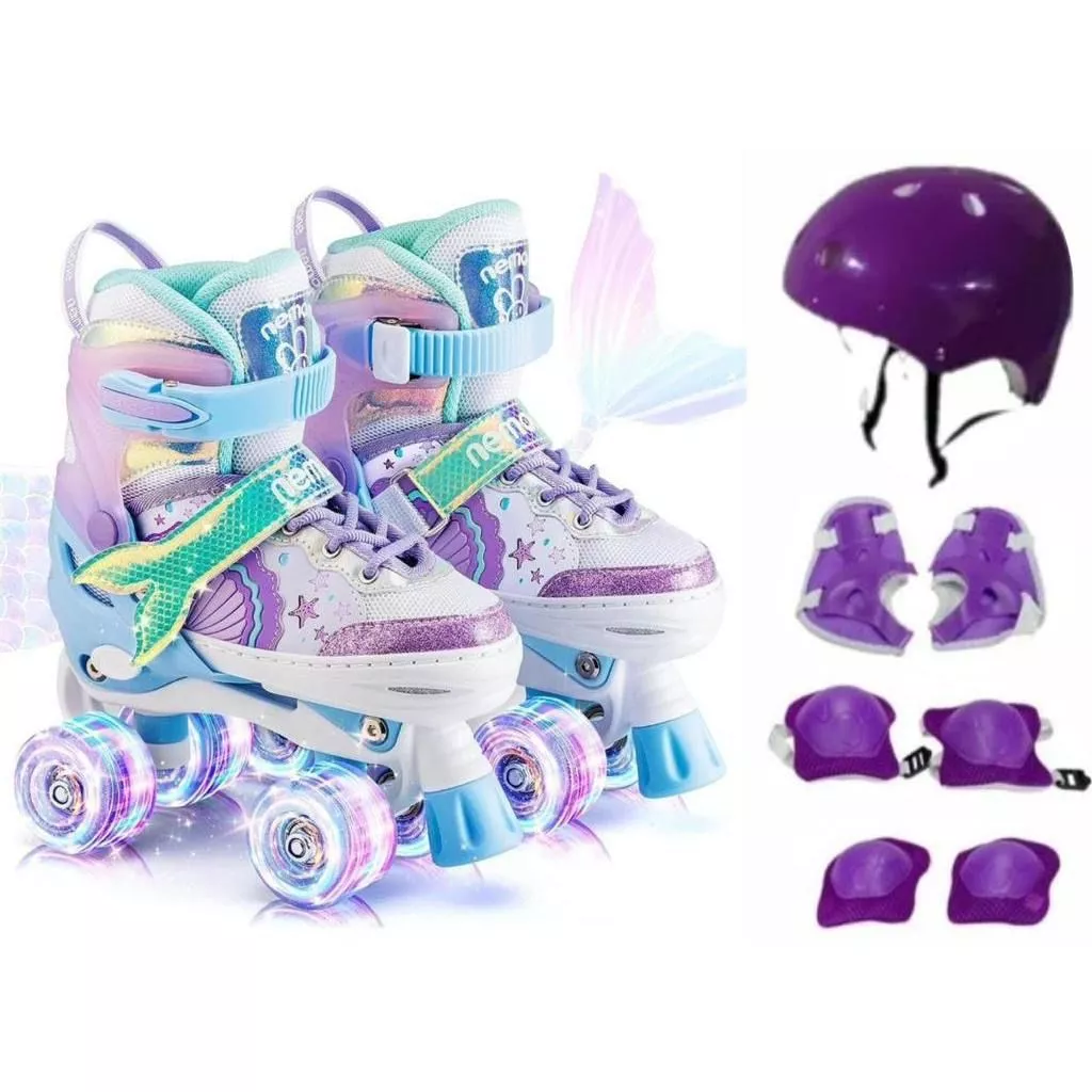 Patins 4 Rodas ARCO ÍRIS Com Luz De Led E Glitter Top — imagem 1