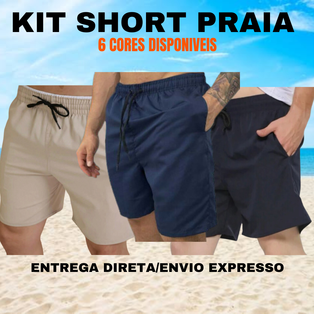 Kit 3 Bermuda Masculina Adulto Mauricinho Plus Size Moda Short Tactel Masculino Ideal P/ P...
