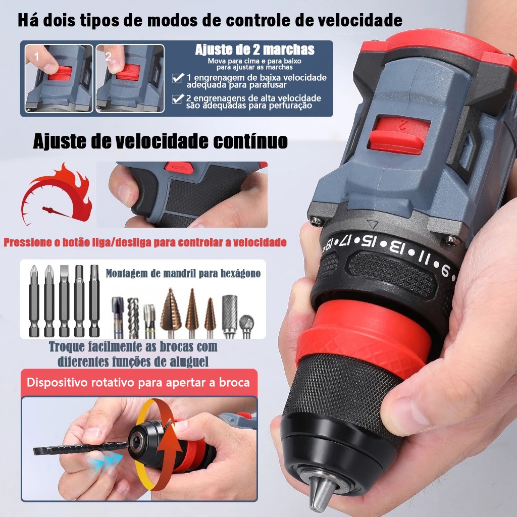 Parafusadeira e Furadeira Elétrica 2 em 1 16 — foto 4