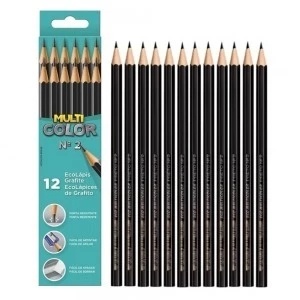 Lápis Grafite Preto Multicolor Faber Castell N°2 c/12 unidades em Oferta na Shopee