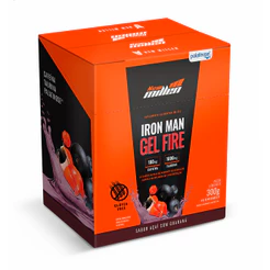 New Millen Iron Man Gel Fire Display 10 Sachês 30g Cada (Gel de Carboidrato Com Cafeína)
