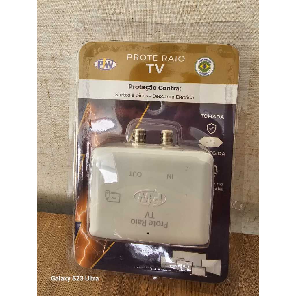 Protetor Elétrico ProteRaio TV Entrada e  Saida Coaxial Antena - Protege TV - Antena Digital