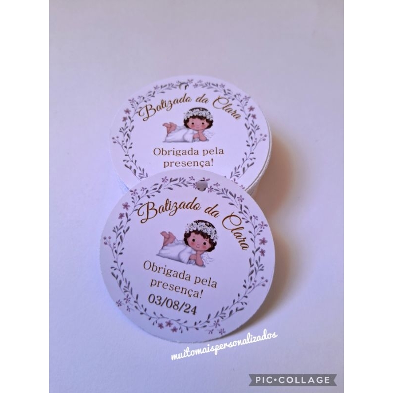 Tag para batizado anjinha em Oferta na Shopee