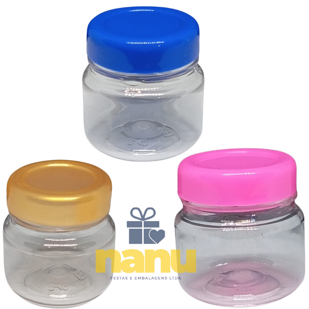50 Potes papinha 40 ml - potinho de plastico com tampa para lembrancinhas doces  festas an...