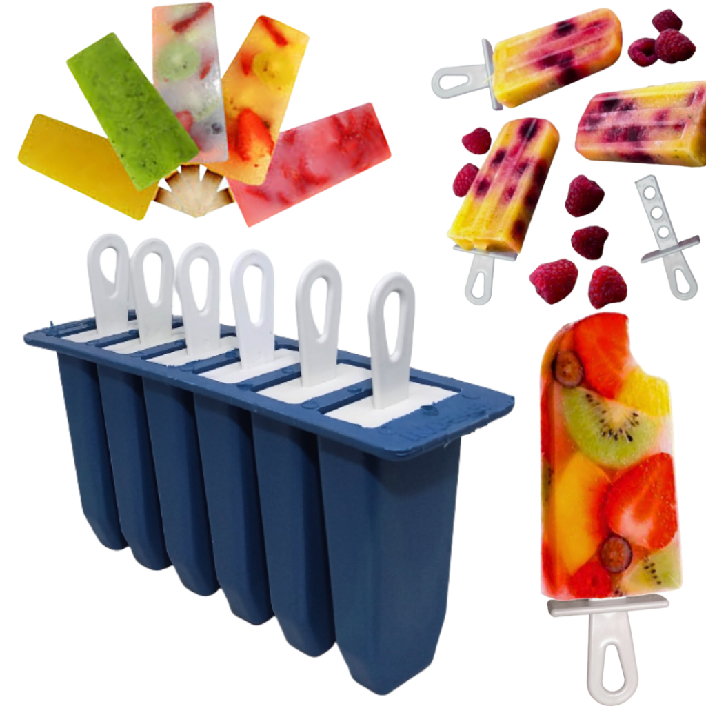 Forma De Picolé 6 Sorvetes Picoleteira Bicholé Paleta Palito Caseiro Freezer Fácil e Prático Verão