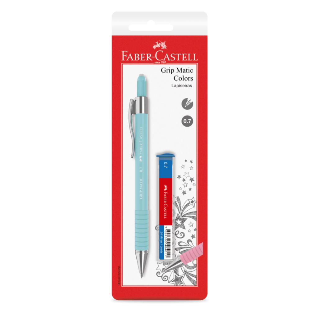 Lapiseira Grip Matic Colors Mix + 1 Mina de Grafite 0.5 ou 0.7 mm _ Faber Castell