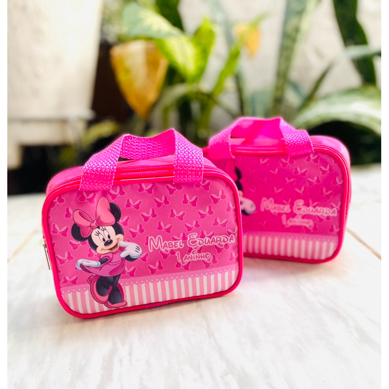 Bolsinha Minnie Mouse Personalizada Com Nome e Idade - Lembrancinha de aniversário - Necessarie - Maletinha