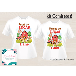 Kit 2 Camisetas Personalizadas Aniversário Fazendinha Menino Adulto e Infantil em Oferta na Shopee