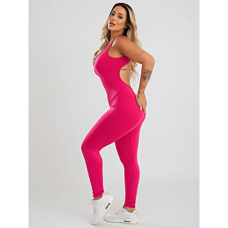 Macacão Academia Feminino Longo Fitness Costas Aberta Suplex Liso Roupa de Malhar Ginastica MAYU em Oferta na Shopee