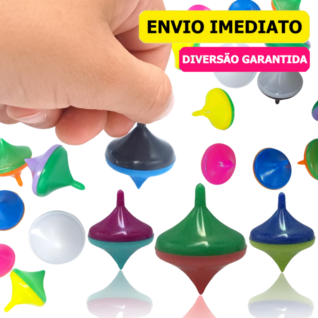 Kit 50 Mini Pião Atacado Prendas Festivas Festa Aniversário Infantil Comemoraçõse Monte Seu Kit