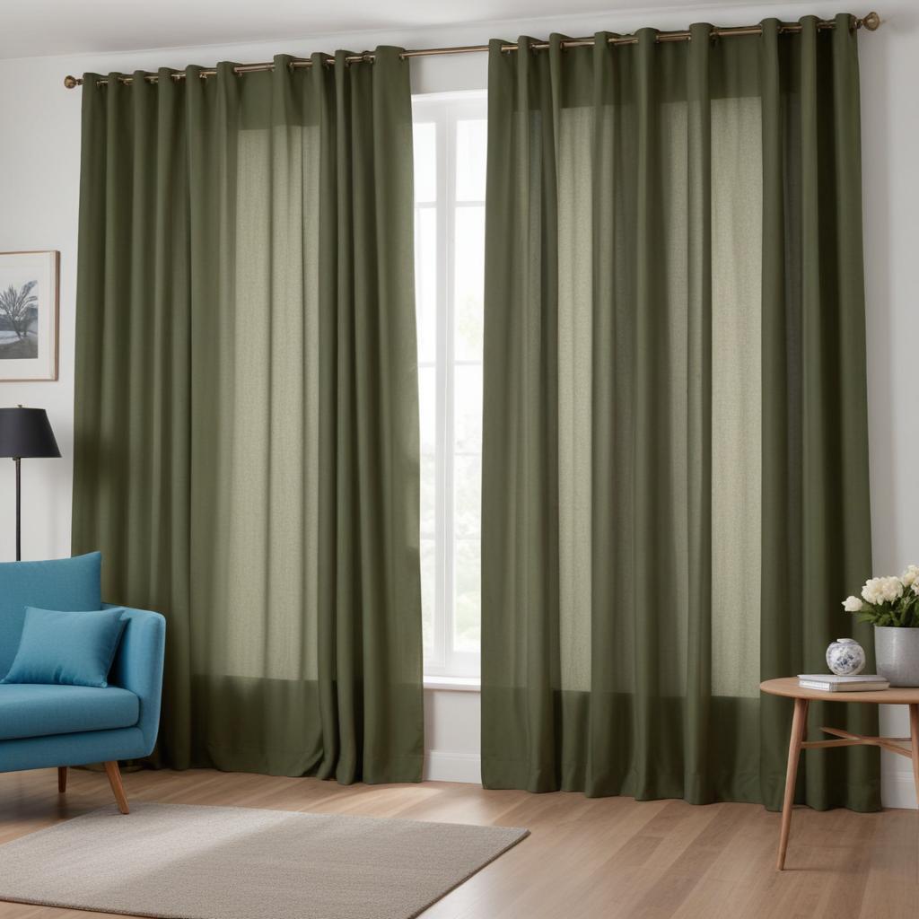 Cortina Sala e Quarto Lisa Verde Musgo - 300x280 / 300x250 / 300x230 — imagem 2 de 2