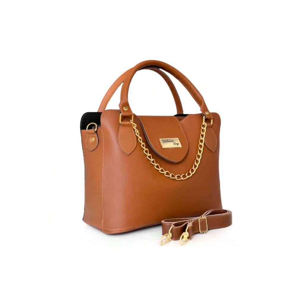Bolsa Feminina Tote com Alça Corrente e Alça Transversal Removível