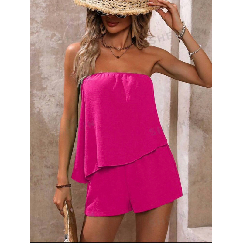 Conjuntinho feminino alfaiate blusa e shortinho social rosa empoderada pink