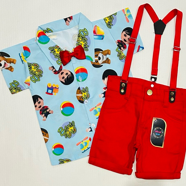 CONJUNTO TEMÁTICO BENTO E TOTÓ ROUPA INFANTIL SOCIAL FESTA MENINO em Oferta na Shopee