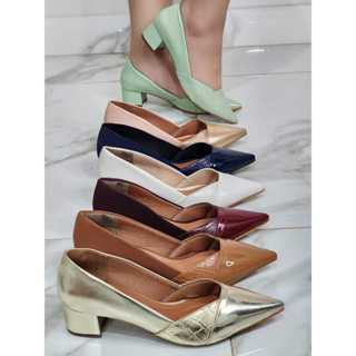 Sapato Feminino Scarpin  Salto Alto Grosso Super Confortável Tam do 34-43 Três Materiais em Oferta na Shopee