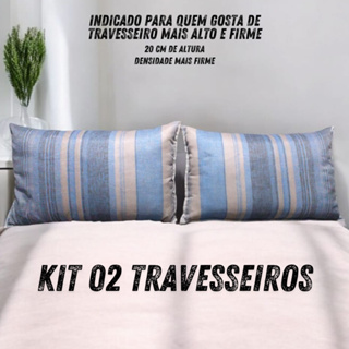 kit 02 Travesseiros para Casal Alto e Firme Estampado 45 x 67Cm em Oferta na Shopee