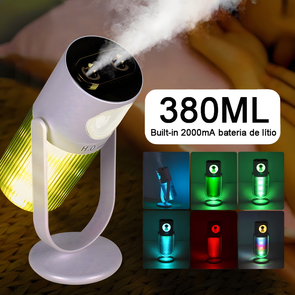 Umidificador Aromatizador De Ar Recarregável Com Bico Duplo Portátil De Ambiente Purificador Sem Fio