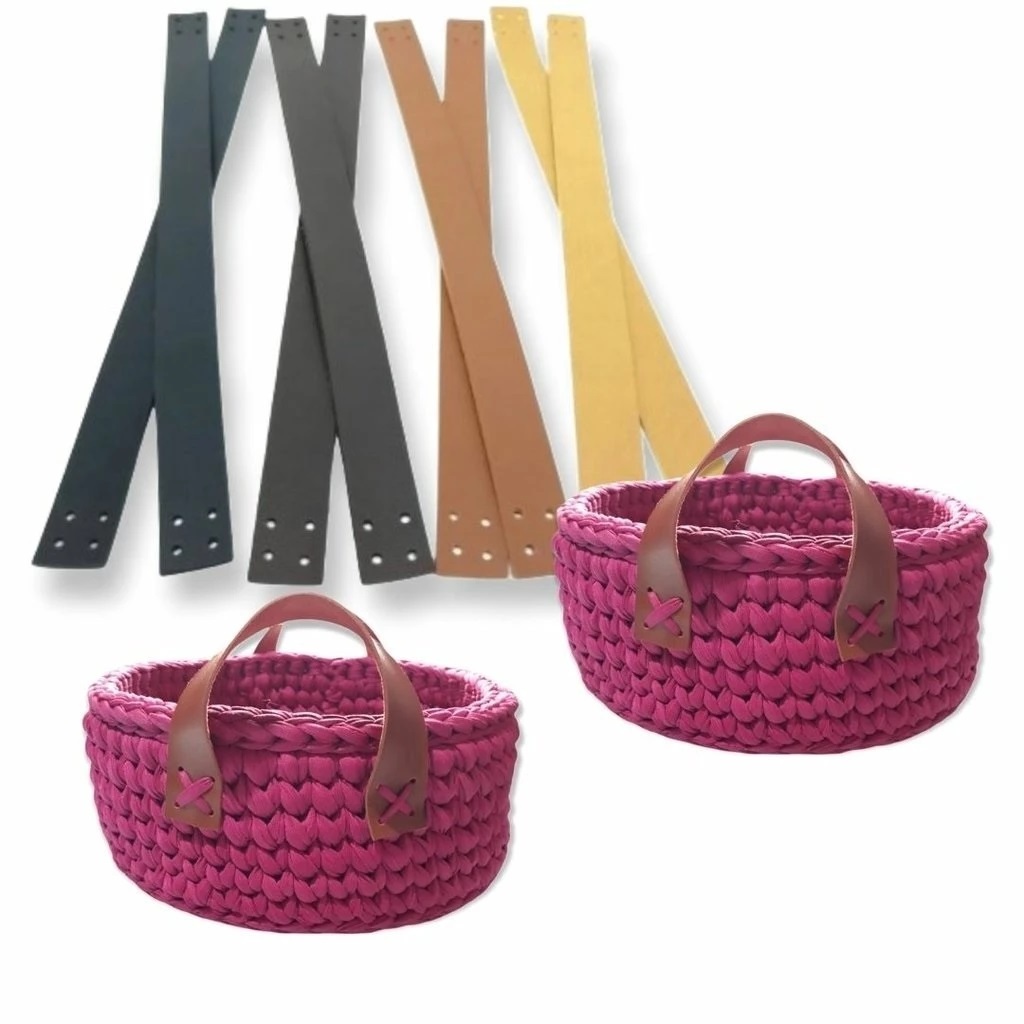 Alça de cesto 2 Pares em couro ecológico (par) 10 - 15 - 20 - 25 - 30 CM em Oferta na Shopee