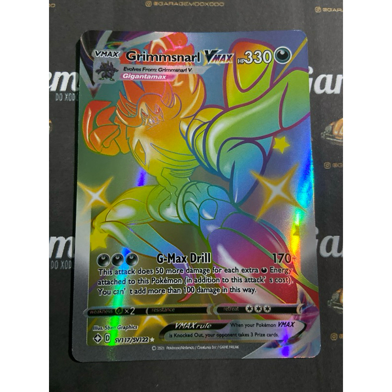 Carta Pokemon Grimmsnarl VMAX Inglês importada 117/122 Card  V MAX - Pronta Entrega