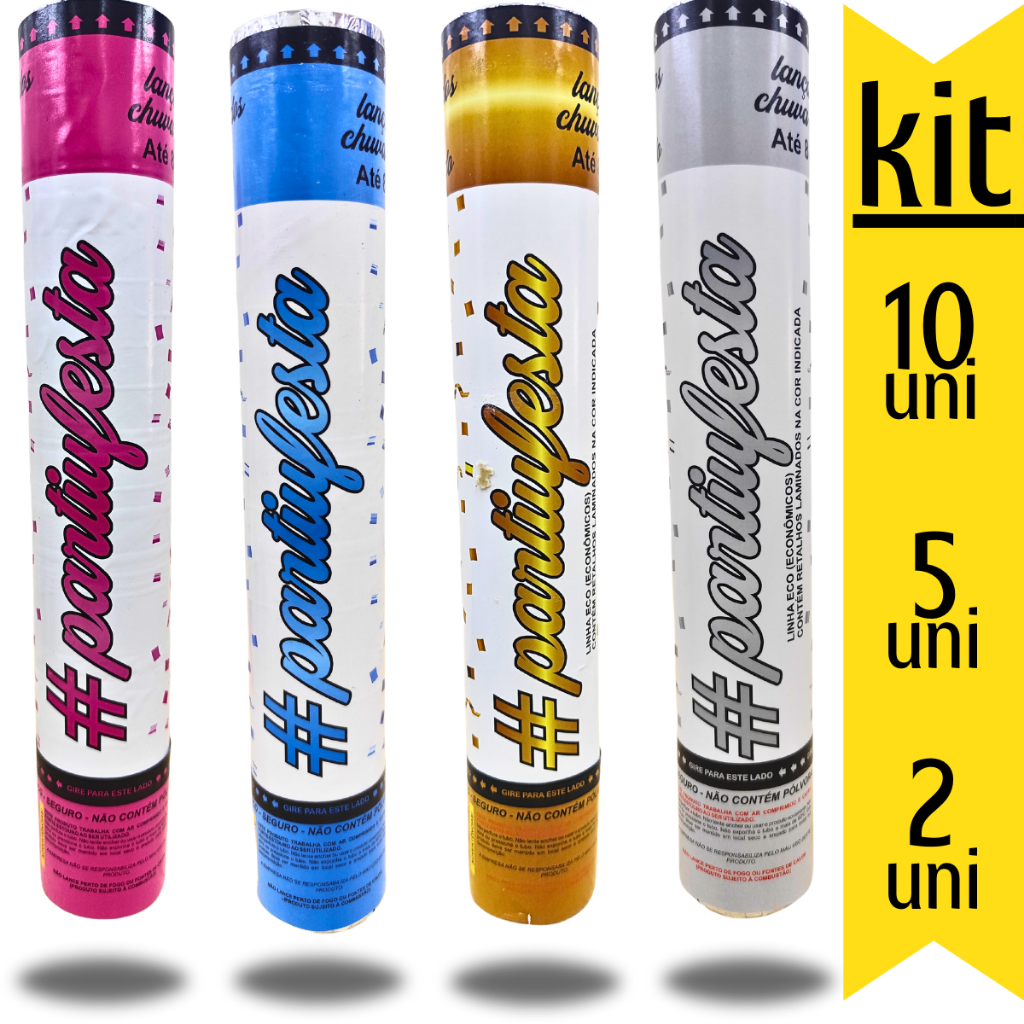 Lança Confete Metalizado Cha Revelação Festa Comemoração Eventos Balada Show Carnaval Chuva Prata em Oferta na Shopee