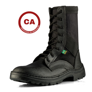Bota Coturno Segurança, em Couro e Lona com CA, Conforto, Durabilidade, Estilo Militar em Oferta na Shopee