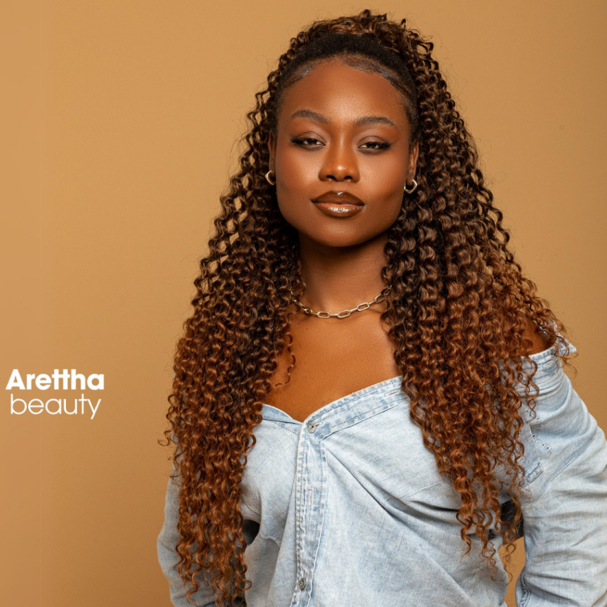 Rabo de cavalo cacheado mel iluminado em Oferta na Shopee