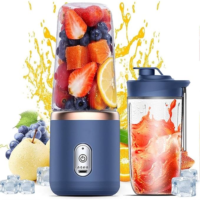 400ML  Espremedor Elétrico 6 Lâminas Mini Liquidificador Portátil De Suco De Alimentos Misturador Leite Smoothie