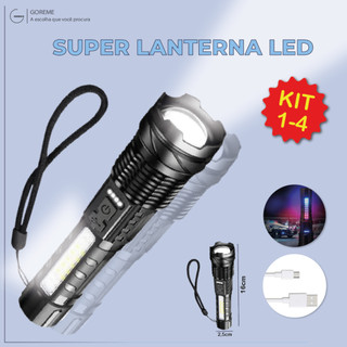 Kit 4 Super Lanterna Tática Led 20.000 Lumens Recarregável USB a Prova Dágua Lanterna com 5 Modos em Oferta na Shopee